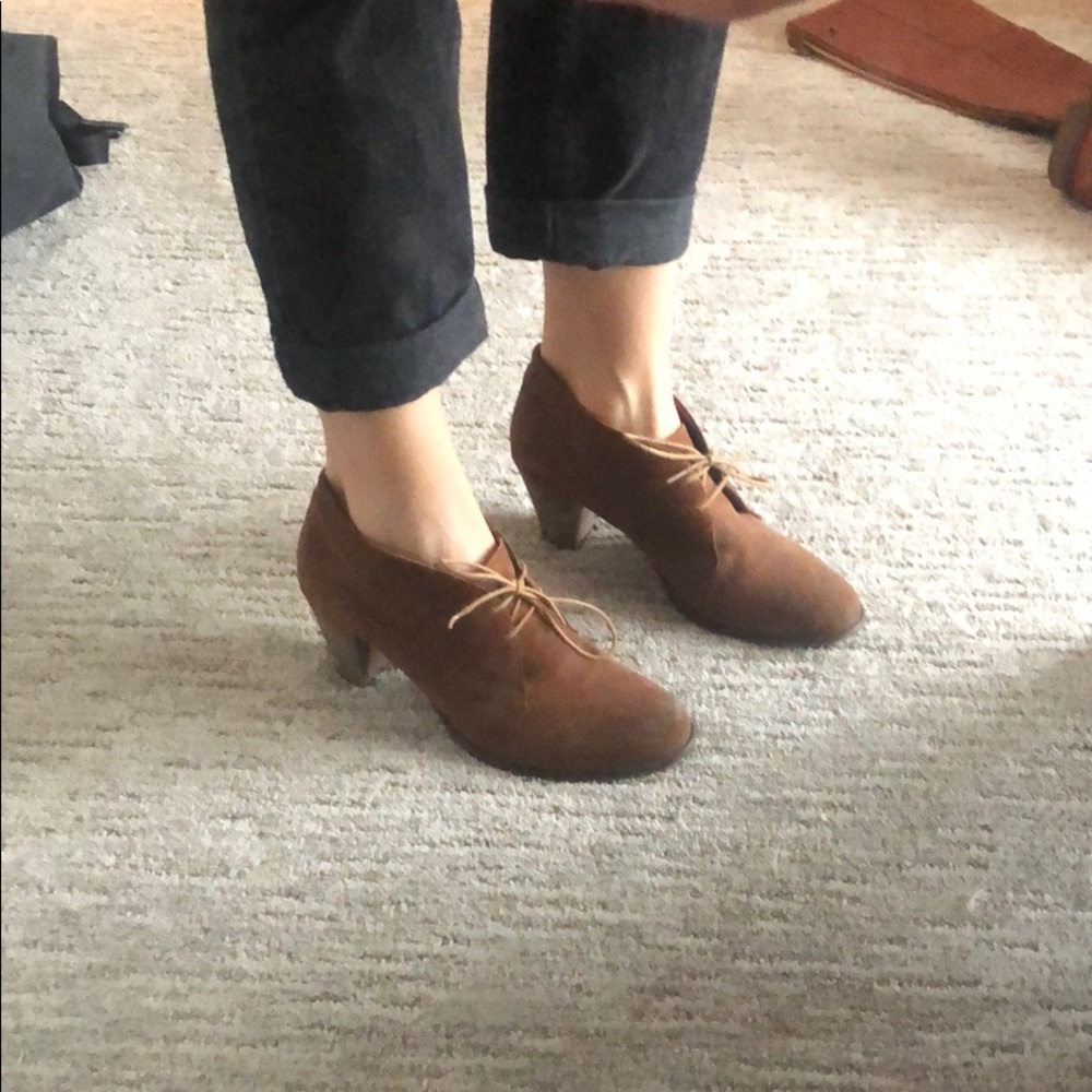 Brown heeled booties